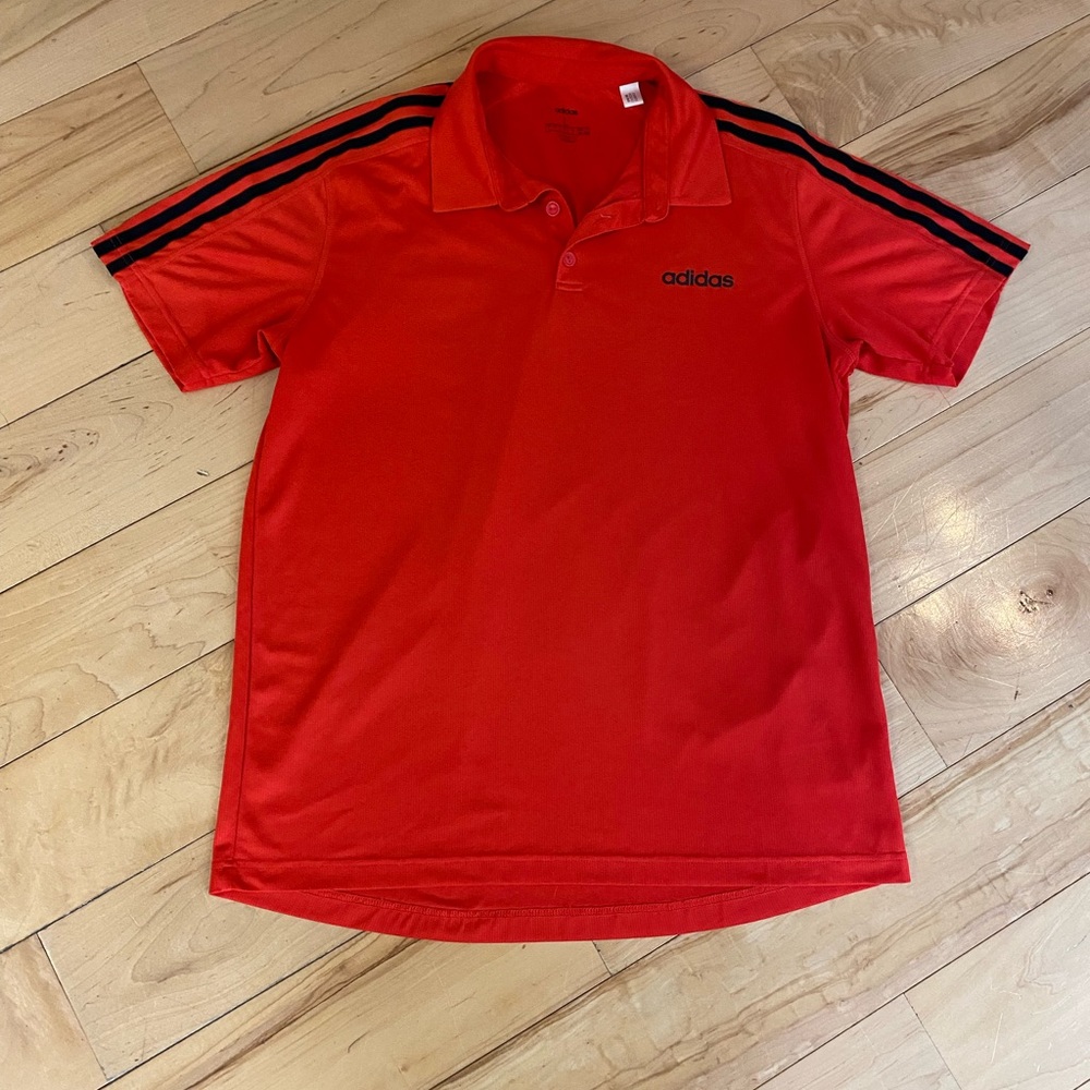 Red and black adidas climalite polo